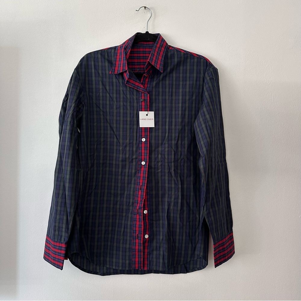 NWT Hand Over Ex Boyfriends button down plaid‎ shirt size medium
